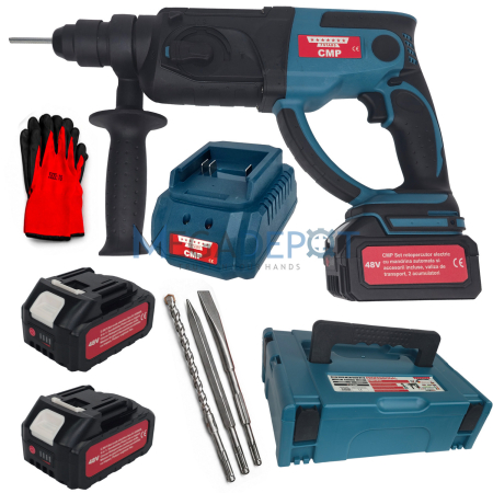 Ciocan Rotopercutor Ural Campion pe acumulator, 48V/6Ah, 2 Acumulatori, Incarcator, Manusi protectie, Accesorii Incluse, Geanta de Transport [3]