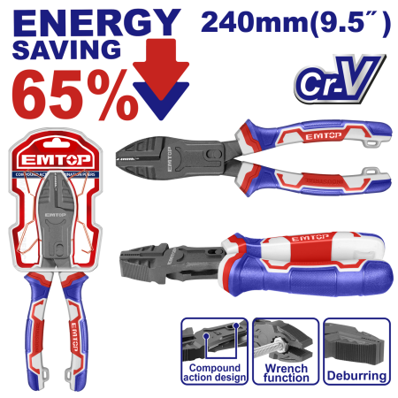 Chei si truse de chei - Cleste combinat cu actiune compusa 240mm (9.5"), 65% economie de energie - EPLRCC0951, EMTOP