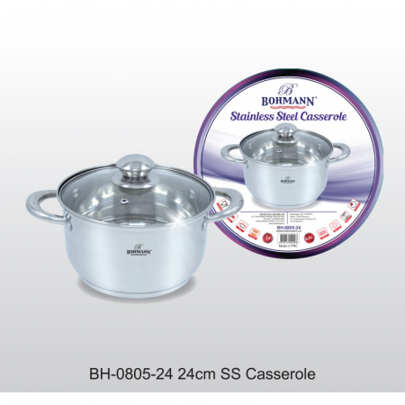 Cratita cu capac sticla termorezistenta Bohmann BH0805-24, Inox, 6L [1]