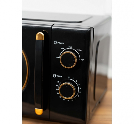 Cuptor cu microunde Oliver Voltz, 700W, 20L, 5 trepte incalzire, Timer, Functie decongelare, Negru/Auriu [5]