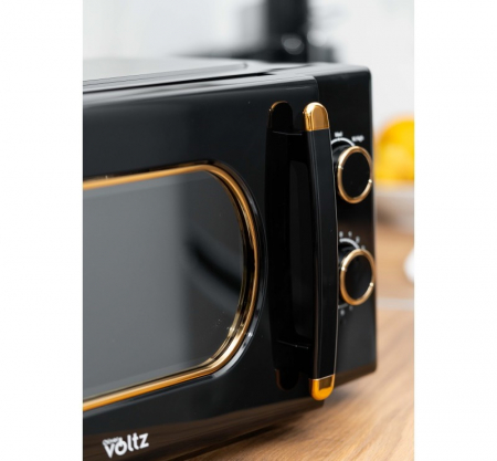 Cuptor cu microunde Oliver Voltz, 700W, 20L, 5 trepte incalzire, Timer, Functie decongelare, Negru/Auriu [4]