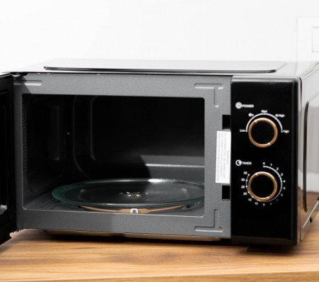 Cuptor cu microunde Oliver Voltz, 700W, 20L, 5 trepte incalzire, Timer, Functie decongelare, Negru/Auriu [3]