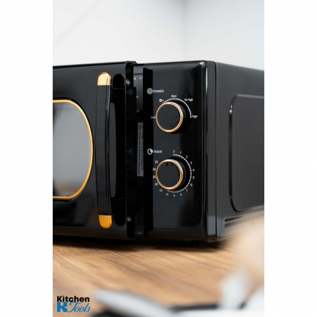 Cuptor cu microunde Oliver Voltz, 700W, 20L, 5 trepte incalzire, Timer, Functie decongelare, Negru/Auriu [6]