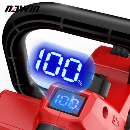 Drujba /mini fierastrau cu acumulator DDT-CRISTAL, 21V, 4A, Indicator procentaj baterie, sistem de ungere automat, Lama+Lant 12"Geanta transport, Rosu-Negru [1]