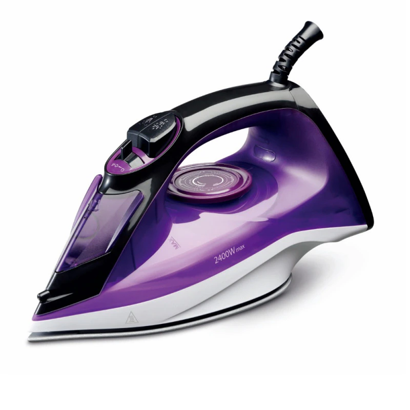 Fier de calcat - Fier de calcat Voltz V51050E, 2400W, Auto-curatare, Calcare uscata, Acoperire ceramica, Violet/ Negru