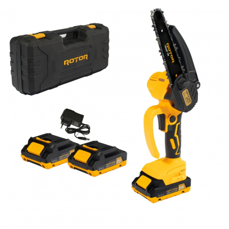 Motofierastraie - Fierastrau de mana cu acumulator Rotor RMC21-6, 2 acumulatori, lama 15cm, 21V, geanta de transport