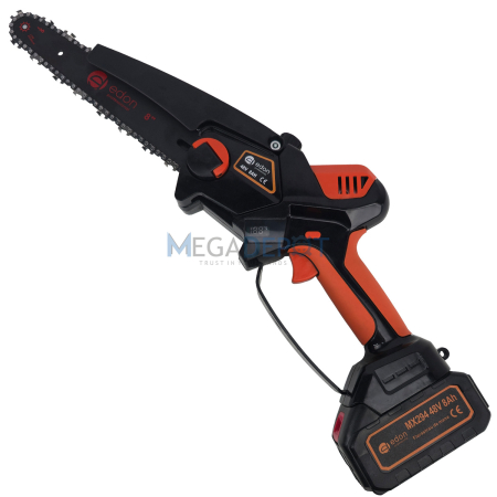 Fierastrau de mana (mini fierastrau) Edon Profesional 48V, 8Ah, Lama 25cm, Iluminare Led, Afisaj LCD, Ungere lant, 2 acumulatori, 2 lanturi, Incarcator, Geanta de transport [1]
