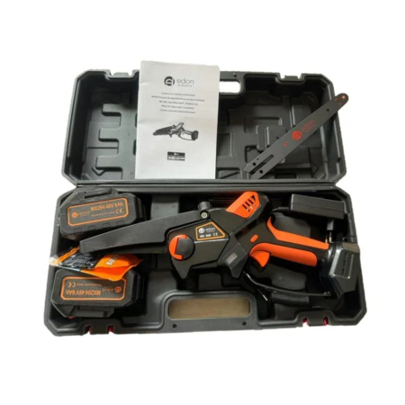 Fierastrau de mana (mini fierastrau) Edon Profesional 48V, 8Ah, Lama 25cm, Iluminare Led, Afisaj LCD, Ungere lant, 2 acumulatori, 2 lanturi, Incarcator, Geanta de transport [3]