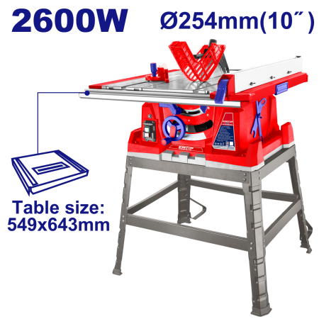 Scule electrice - Fierastrau electric circular cu masa, 2600W, masa 549x643mm - ETSW26001, EMTOP
