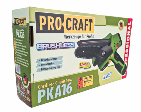 Fierastrau de mana, cu lant ProCraft PKA16, 32W, 2Ah/16V, 4600RPM, pe acumulator ( Acumulatorul nu este inclus) [5]