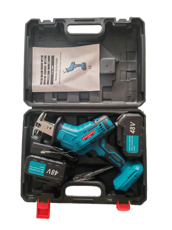 Fierastrau tip sabie cu acumulator, 48V, 2 acumulatori, 4 panze, geanta de transport [3]