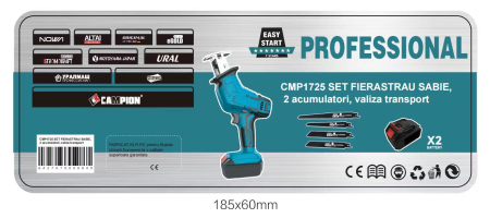 Fierastrau tip sabie cu acumulator, 48V, 2 acumulatori, 4 panze, geanta de transport [4]