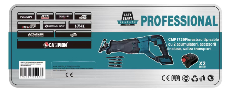 Fierastrau tip sabie cu acumulator, 48V, 2 acumulatori, 4 panze, geanta de transport [1]