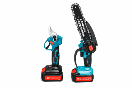 Foarfeca de crengi + Minifierastrau + Extensie 2m ALTAI Campion PRO, 48V/6Ah, 2 Acumulatori [9]