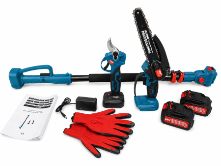 Foarfeca de crengi + Minifierastrau + Extensie 2m ALTAI Campion PRO, 48V/6Ah, 2 Acumulatori [5]