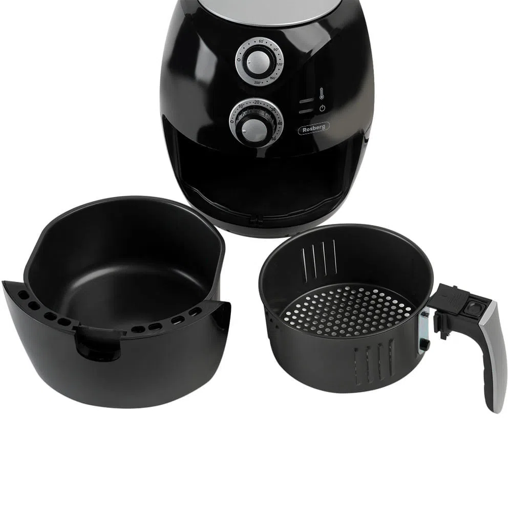 Friteuza cu aer cald Rosberg RP51980C, 1600W, 3L, Reglare temperatura 80-200°C, Temporizator, Neagra [1]