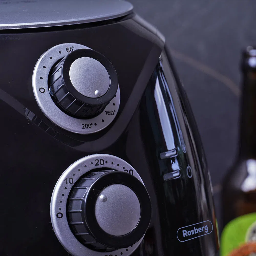 Friteuza cu aer cald Rosberg RP51980C, 1600W, 3L, Reglare temperatura 80-200°C, Temporizator, Neagra [5]