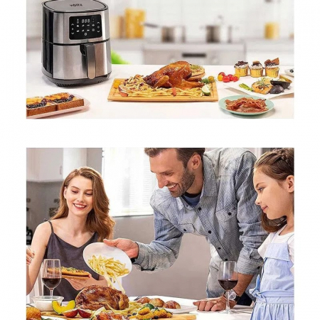 Friteuza cu aer cald Rosberg RP51980M, 1400W, 5.5L, Reglare temperatura 80-200°C, Temporizator, 8 programe, Inox [4]