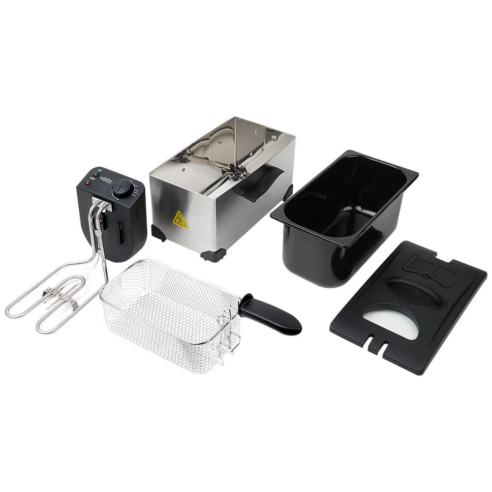 Friteuza Voltz V51980E, 2200W, Capacitate 3L, Termostat reglabil, 190°C, Inox, Argintiu/Negru [1]