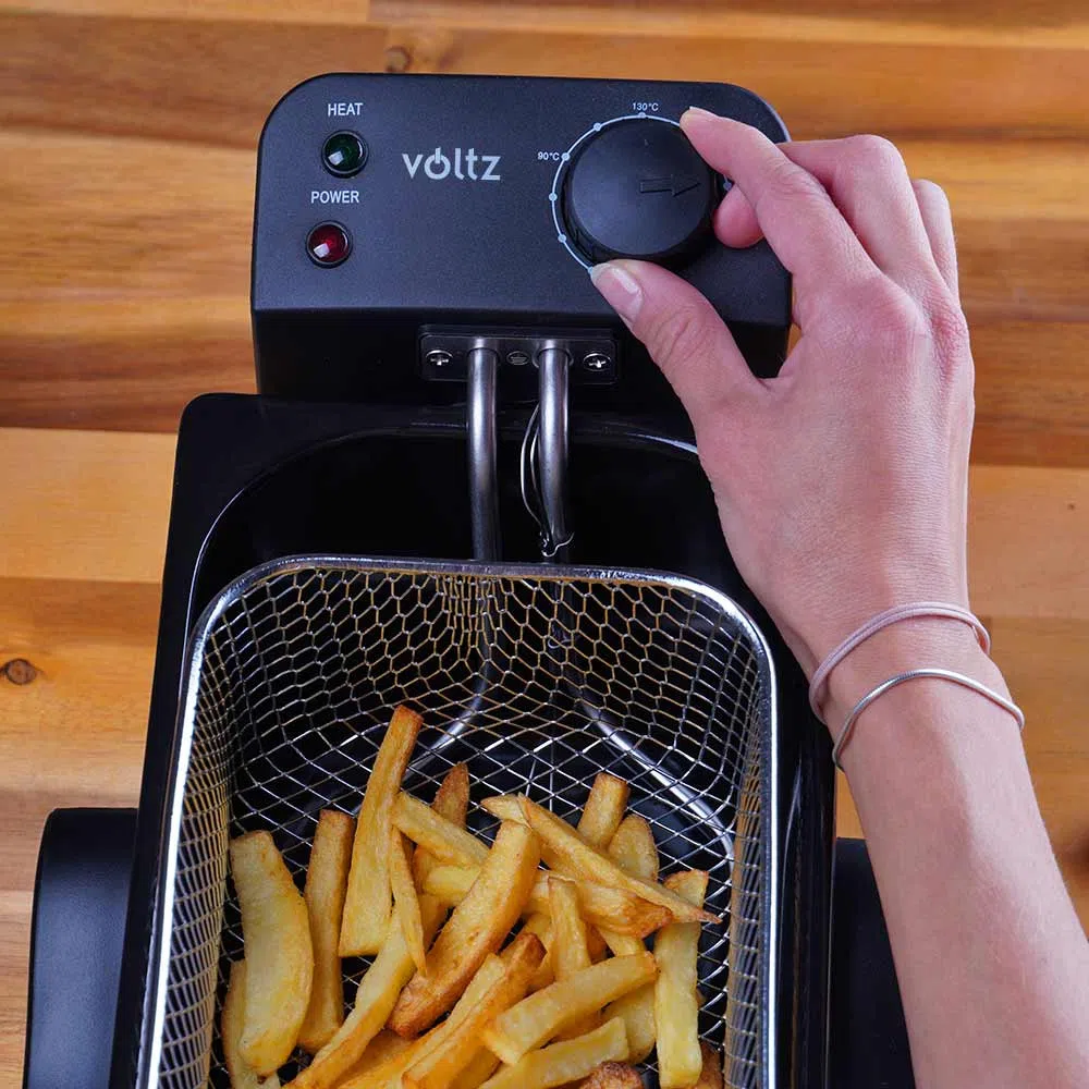 Friteuza Voltz V51980E, 2200W, Capacitate 3L, Termostat reglabil, 190°C, Inox, Argintiu/Negru [5]