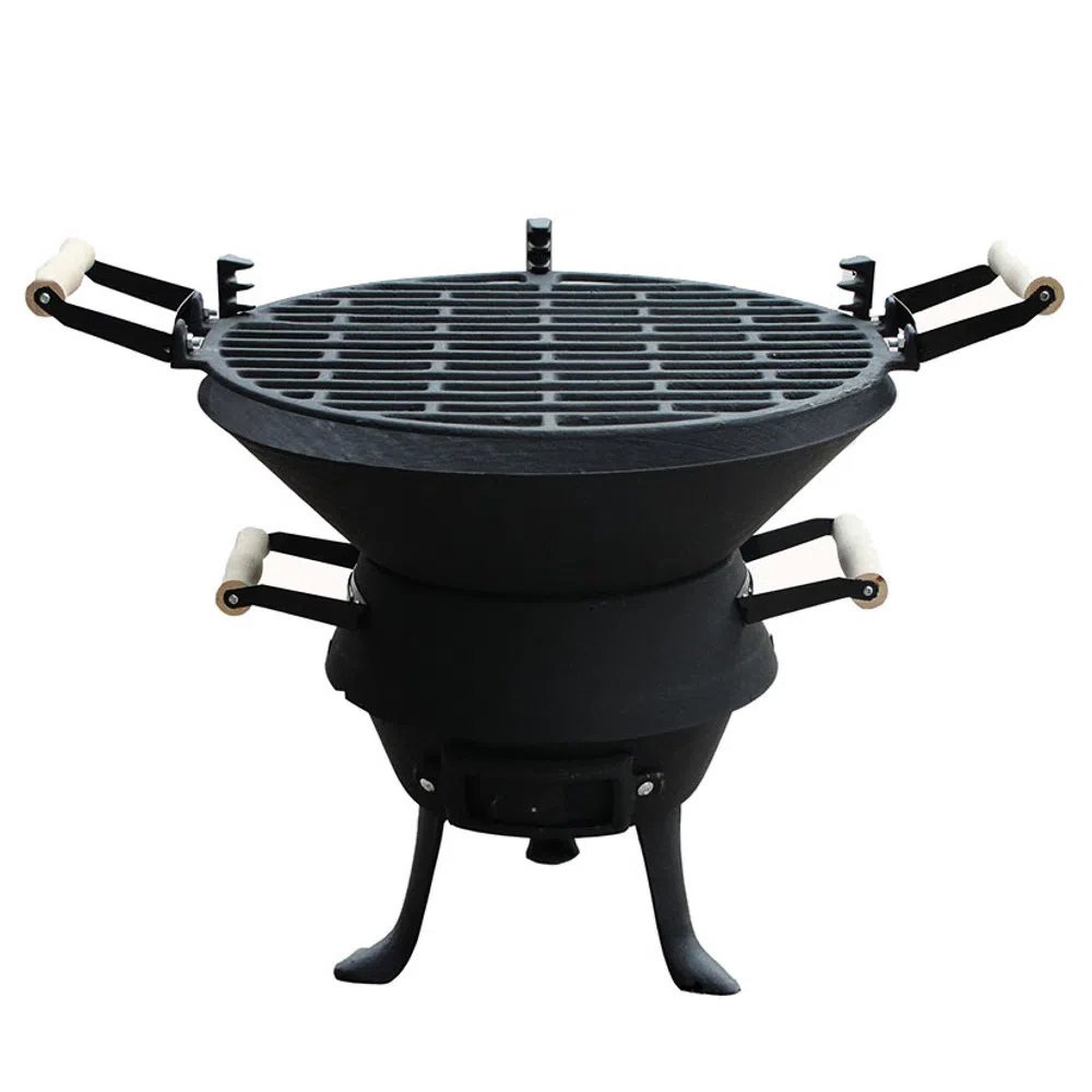 Gratar din fonta Rosberg R51720A, Grila turnata, Manere lemn, 35.5x38cm, Negru [0]