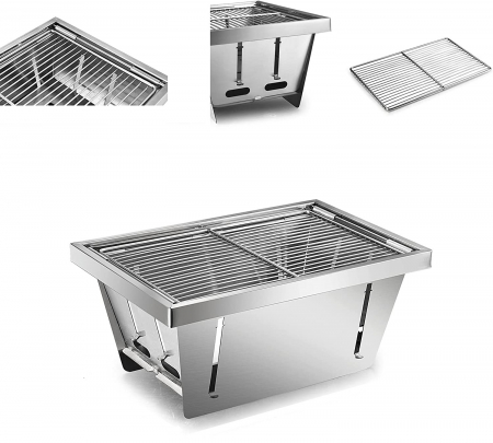 Gratar pliabil si portabil din inox Bohmann BHBBQ, 32x21.5x14.5cm, Argintiu [3]