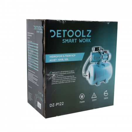 Hidrofor Detoolz DZ-P122, 0.75kW/1HP AUJET-100B 50L, Adancime 9m, Inaltime 45m, 2850RPM [6]
