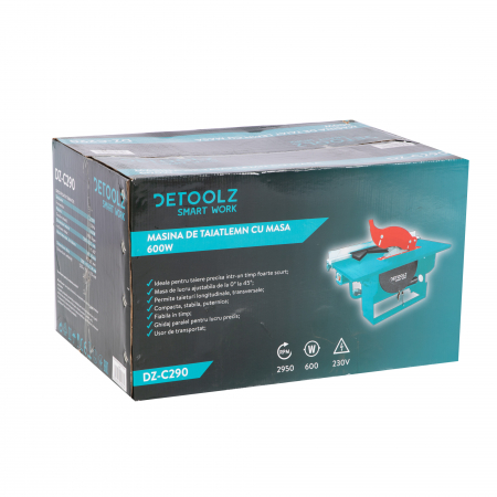 Masina cu masa pentru taiat lemn Detoolz, 600W, 2950RPM, Diametru disc 200x16x2.4mm [10]