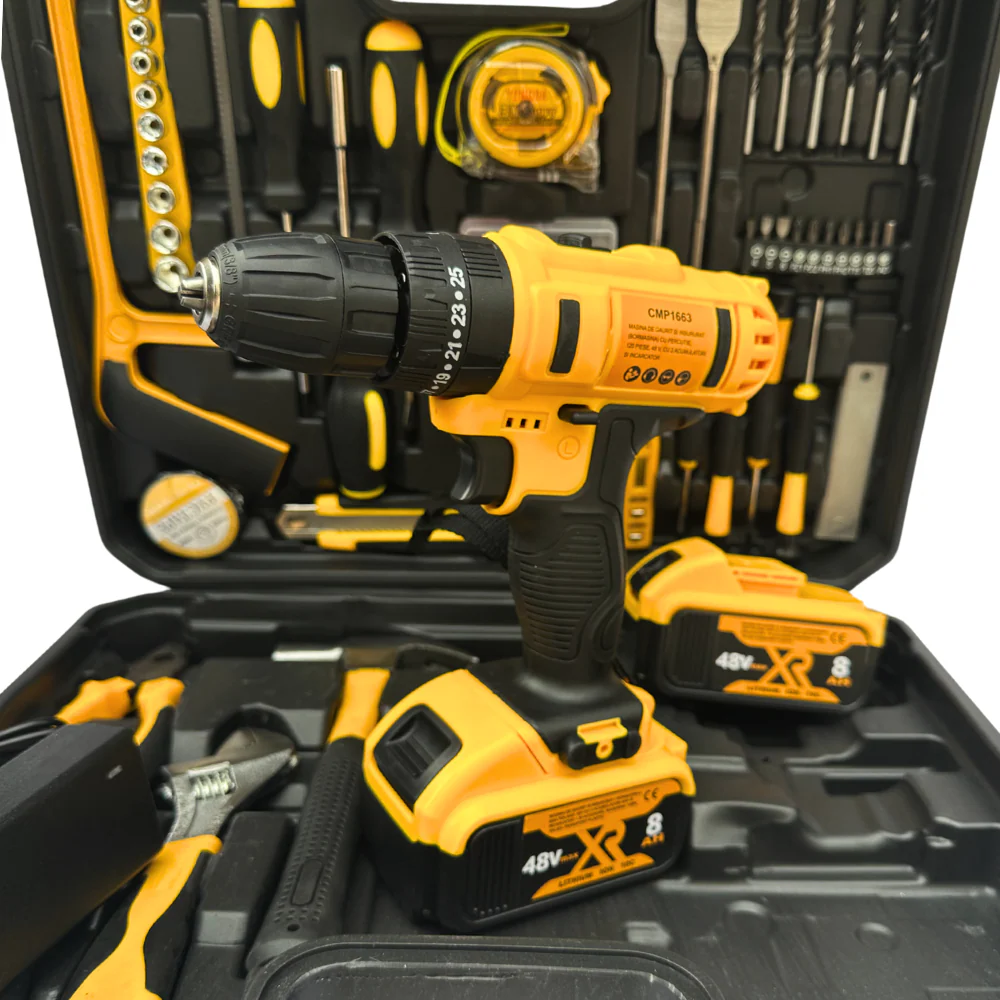 Masina de gaurit si insurubat (bormasina) 48V/8Ah, 2 acumulatori, 120 accesorii incluse + Geanta de transport [2]