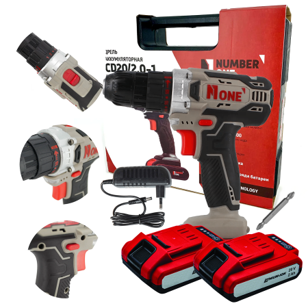 Scule si Unelte - Masina de gaurit si insurubat cu 2 acumulatori Number One Promo, 20 V, 2.0 Ah, 32 Nm, 400 rpm insurubare, 1400 rpm gaurire