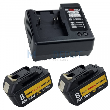 Masina de insurubat cu impact pe acumulatori ProTools World, bormasina, 36V, 8AH, 2 acumulatori [3]