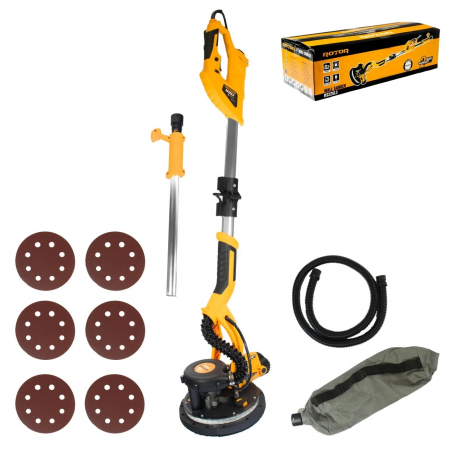 Masina de slefuit pereti extensibil Rotor, 750W, 800-1750RPM, 6 discuri abrazive, sac colector + furtun aspiratie [0]