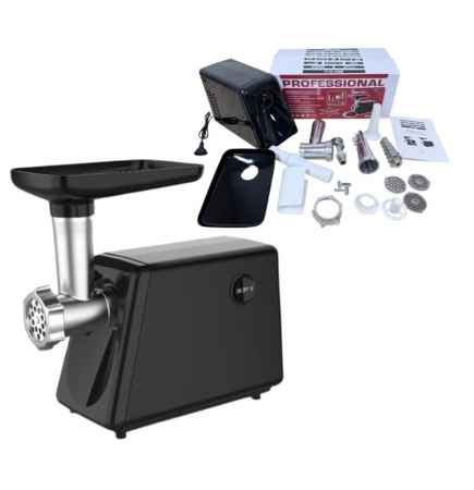 Masina de tocat carne 4in1 Ural 3500W, 3 site incluse, accesoriu rosii, carnati, chitele kibbe, Neagra [2]