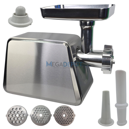 Masina de tocat carne, electrica, 4000W, Functie Reverse, 3 site incluse, Accesoriu carnati, Accesoriu chiftele, Inox [2]