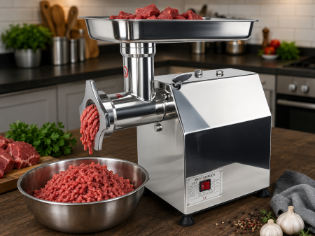Masina de tocat carne, electrica, MK-22, 4500W, Inox, 2 site incluse, accesoriu carnati [3]