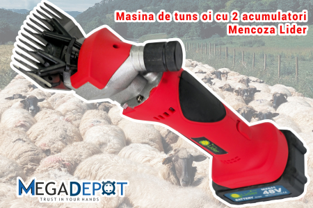 Masina de tuns oi pe acumulator Mencoza™ Lider, 48V, 6000mAh, 2 acumulatori, accesorii incluse, cutie de transport si depozitare [4]