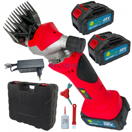 Masini tuns animale - Masina de tuns oi pe acumulator Mencoza™ Lider, 48V, 6000mAh, 2 acumulatori, accesorii incluse, cutie de transport si depozitare