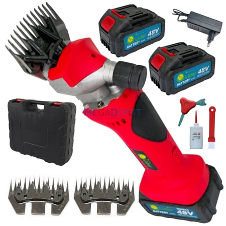 Agro & Zootehnie - Masina de tuns oi pe acumulator Mencoza™ Lider, 48V, 6000mAh, 2 acumulatori, accesorii incluse, cutie de transport si depozitare