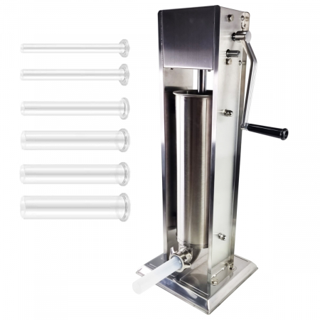 Aparate carnati - Aparat de umplut carnati profesional Elefant ML-S7, 7Kg, Mecanic, Inox-integral, 6 palnii incluse