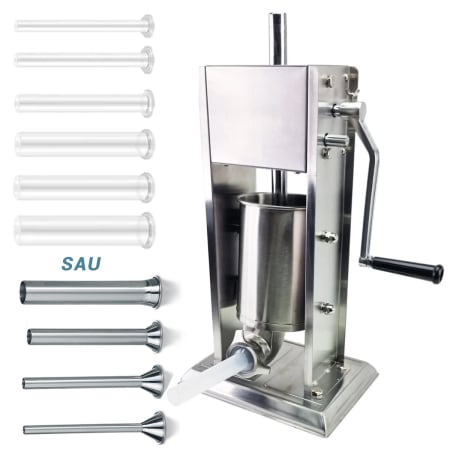 Aparate carnati - Aparat de umplut carnati profesional Elefant ML-S3, 3Kg, Mecanic, Inox-integral, 6 palnii incluse