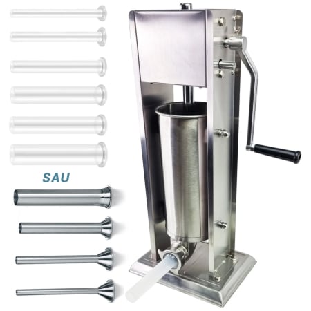 Bucatarie - Aparat de umplut carnati profesional Elefant ML-S5, 5Kg, Mecanic, Inox-integral, 6 palnii incluse