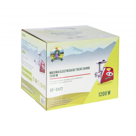 Masina electrica de tocat carne MGB-080 - Micul Fermier GF-0417, Rosie, 1200W, 1.6 kg/min. [5]