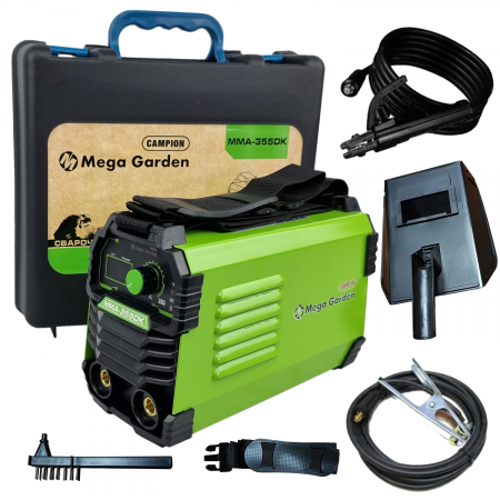 Aparat de sudura tip invertor MegaGarden MMA 355DK, 355Ah + Masca cristale lichide, Accesorii Incluse [6]