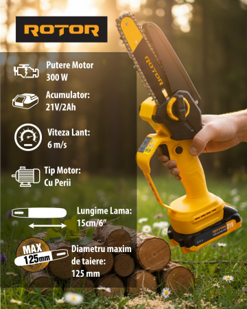 Mini drujbă 6" RBS-62 ROTOR, 1 acumulator 21V/2Ah, 1 x incarcator [4]