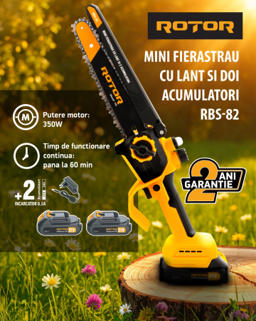 Mini drujba 8" pe acumulator cu 2 acumulatori 21V /2Ah si incarcator ROTOR RBS-82 [3]