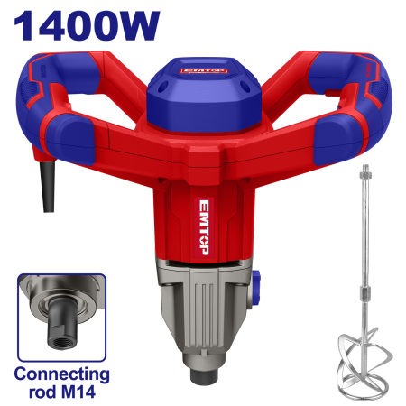 Scule electrice - Mixer electric 1400W, cutie viteze din aluminiu, set extra perii motor, tel inclus - EMXR14001, EMTOP