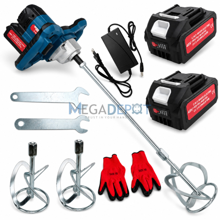 Amestecatoare electrice - Mixer pentru mortar pe acumulator, Altai Campion PRO, 6 viteze, 2 x Acumulatori, 48V, 0-800RPM, 2 x Palete