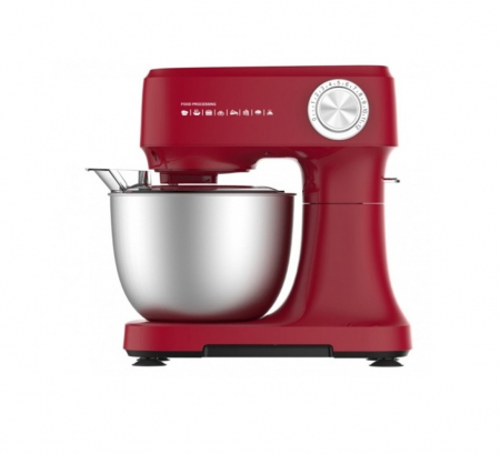 Mixere bucatarie/ Blendere - Mixer planetar cu bol otel inoxidabil cu capac Oliver Voltz, 800W, 12 viteze+PULSE, 3 accesorii incluse, Rosu