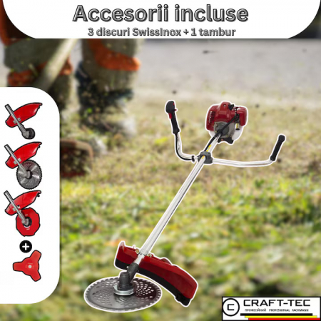 Motocoasa pe benzina Craft-Tec, 4 timpi, 7.5CP, 10000RPM, 62CC, Accesorii incluse [1]