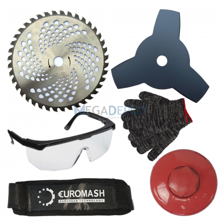 Motocoasa pe benzina EURO, 6KW/8CP, 52CC, 16000RPM, Accesorii incluse, Albastra [2]